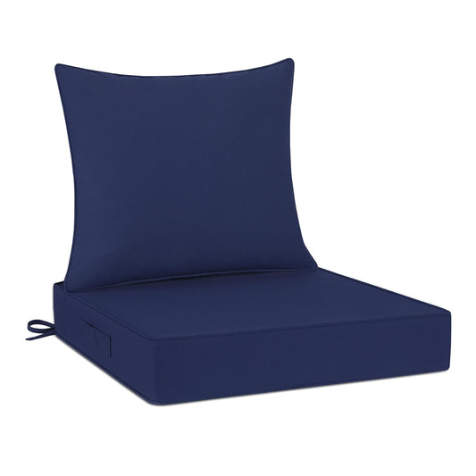Cozyide Outdoor Chair Cushions 24x24, Washable Patio Furniture Cushions with Removable Cover, Waterproof Outdoor Deep Seat Cushion Set with Non-Slip Ties and Handle, Navy