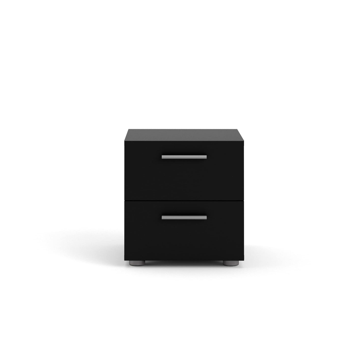 Tvilum, 2 Drawer Nightstand for Bedroom, Modern Silver Drawer Handles, Contemporary, Black