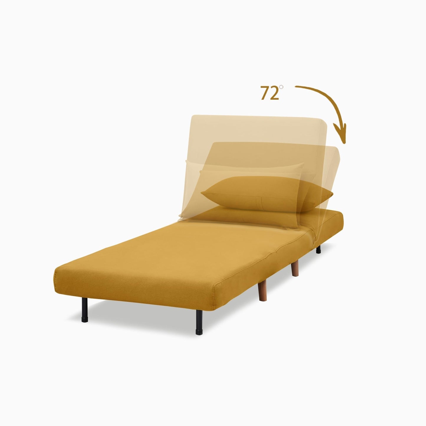Artdeco Home Tustin Convertible Sleeper Chair – 3 in 1 Chair Bed, Compact Duraspace Design (Mustard, 32 in)