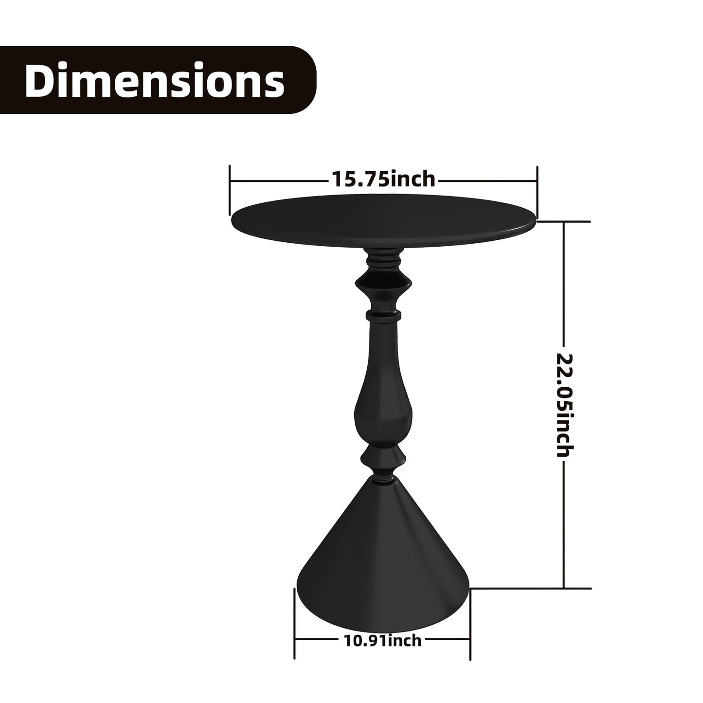 Benkyo Living Room Side Tables Set of 2 Black Round Small End Tables livingroom Sofa End Tables Set of 2 Metal Nightstands Morden Side Table for Bedroom，Black
