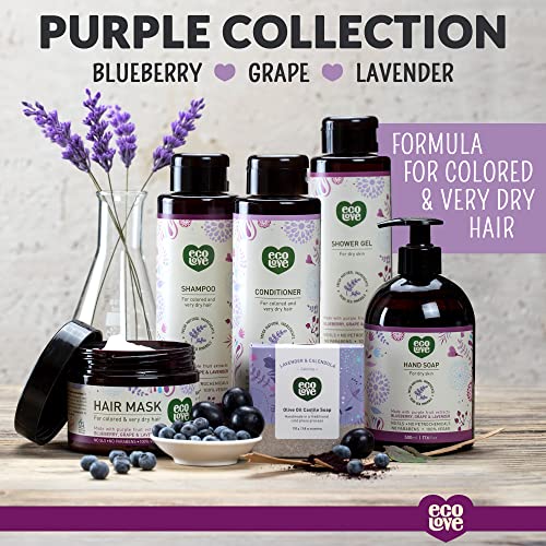 ecoLove - Natural Conditioner for Dry Damaged Hair and Color Treated Hair - With Natural Lavender Extract - No SLS or Parabens - Vegan and Cruelty-Free, 17.6 oz.