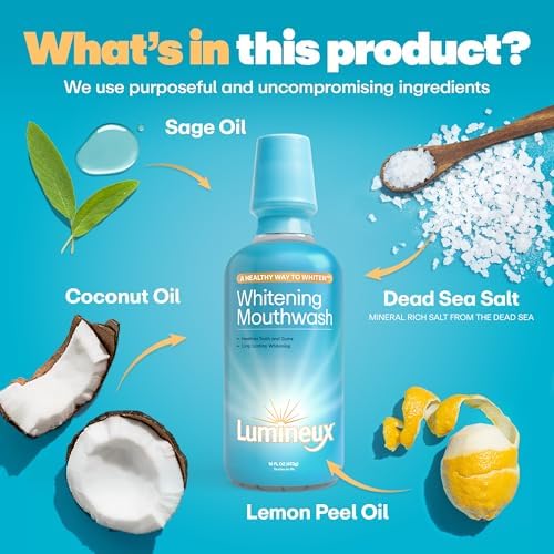 Lumineux Teeth Whitening Mouthwash, 16 Oz. 2 Pack - Peroxide Free - Whitening Without The Sensitivity - NO Alcohol, Fluoride & SLS Free
