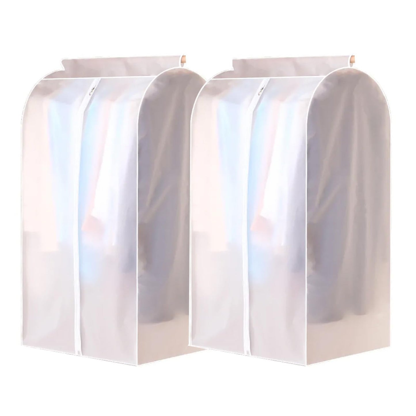 BAG WIZARD Clear Hanging Garment Bags for Closet Storage, Zipper Clothing Covers Cloth Protector for Wardrobe, 43 Inch, Set of 2
