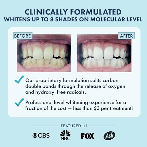 Teeth Whitening Strips, Results in 14 Days, Cleans Teeth & Reduces Plaque, Enamel Safe, for Sensitive Teeth, Uses Coconut Oil & Hydrogen Peroxide, No Slip Teeth Whitener, 14 Treatments