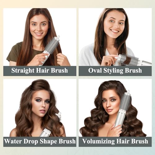 Round Brush Attachment for Shark FlexStyle Blow Dryers Attachments, Normal Oval Round Volumizing Brush Styling for Straight, Wavy, Curly, and Coily Hair, Sliver