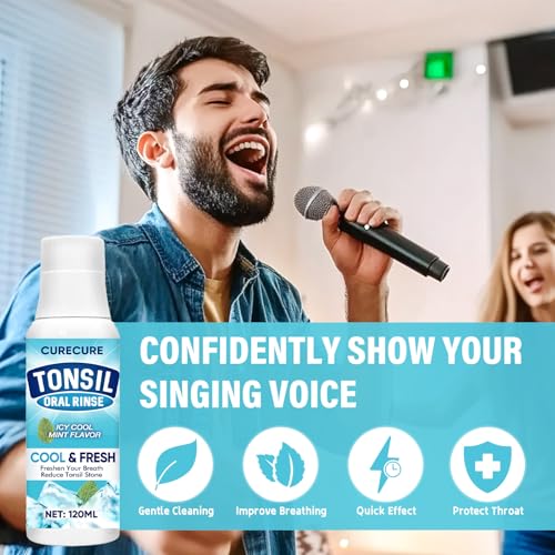 Tonsil Stone Mouthwash, Tonsil Stone Remover Help Soothe Tonsils, Remove Bad Breath and Relieve Dry Mouth, 120 ML