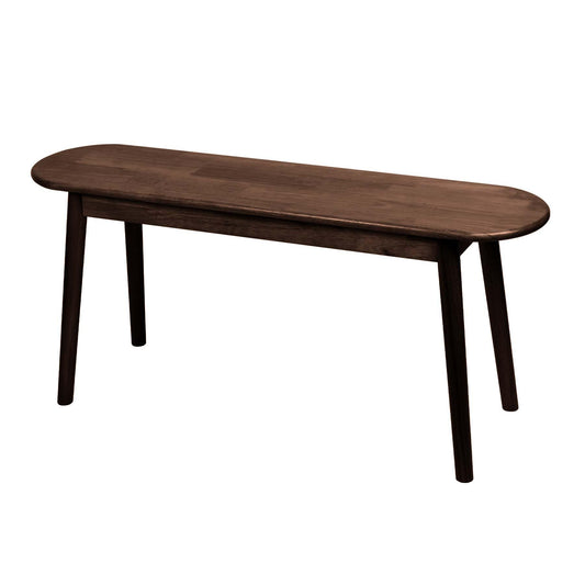 Cttasty Entryway Bench, Solid Wood Dining Bench, Midcentury End of Bed Bench w/Rounded Corner, Outdoor Bench w/Robust Construction, Bedroom Bench, 10.24" W x 17.72" H（Walnut 39.4inches）