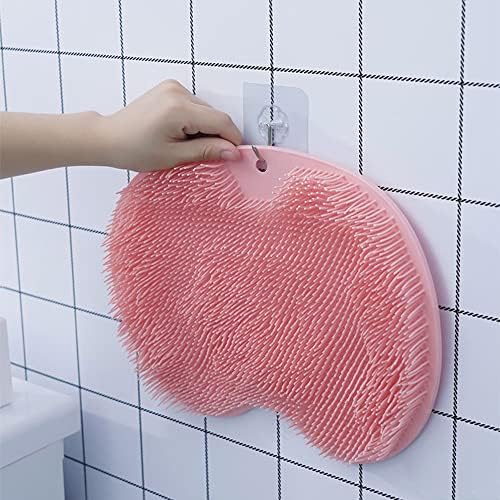 Shower Foot Back Scrubber Massage Pad, 2025 New Shower Foot Scrubber Mat Foot Back Cleaning Pad, Upgrade Shower Foot Scrubber Mat with Non-Slip Suction Cups Back Exfoliating Bath Wash Pad (Blue)