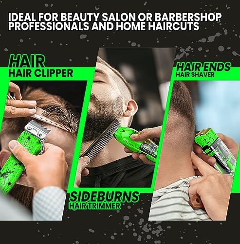DSP Hair Clipper, Trimmer, Shaver Kits for Men Professional Barber Clipper and Trimmer Sets with Travel Case, Rechargeable, LED Display, Green