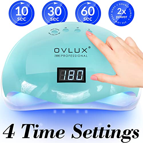 Tiffany UV LED Nail Lamp - 180W Professional Gel Polish Light with 57 Bulbs, 16 Files & Buffers