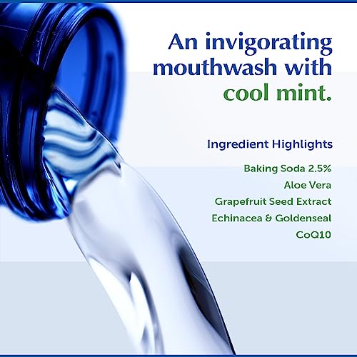 Eco-Dent Alcohol-Free Mouthwash, Mint - Ultimate Essential MouthCare, Oral Care Mouth Wash for Adults, Baking Soda Mouth Rinse with CoQ10/Herbs/Essential Oils, 8 Fl Oz (Pack of 2)