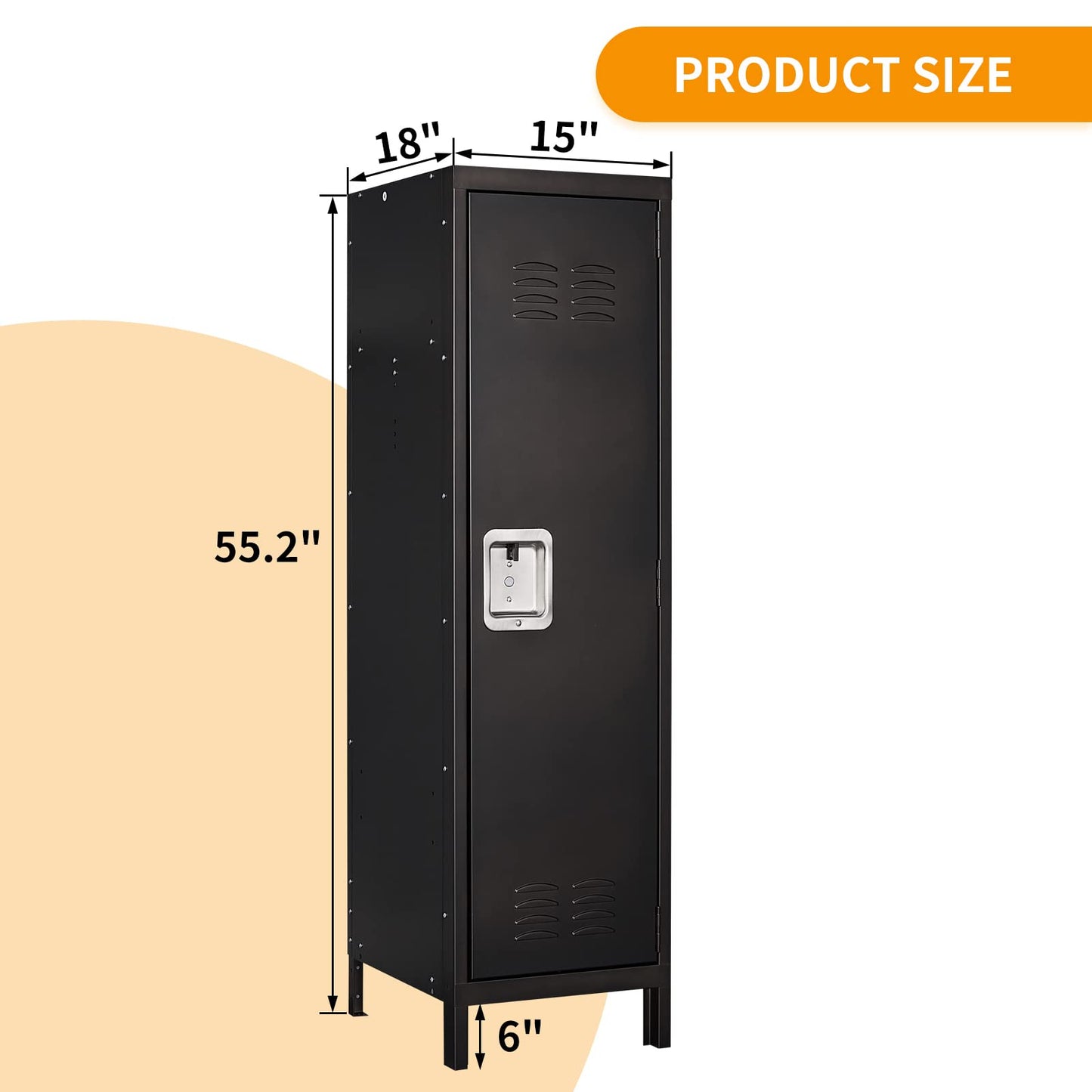 STANI Metal Locker, Metal Cabinet for Home Office, Storage Locker with Doors and Shelves, Lockable File Organizer Coat for Gym, School, Office