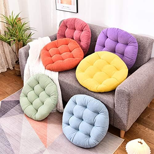 HIGOGOGO Round Solid Floor Pillow, Tufted Meditation Pillow for Seating on Floor Thick Seat Cushion Meditation Cushion for Yoga Living Room Sofa Balcony Outdoor, Purple, 22x22 Inch
