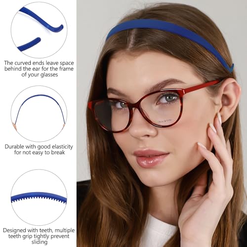 TOBATOBA Headbands for Glasses Wearers 10Pcs, Sunglasses Headband for Women Girls, No Headache Headband Flex, Comfortable Headbands Non-slip, Square Headband, Matte Plastic Headbands No Pressure