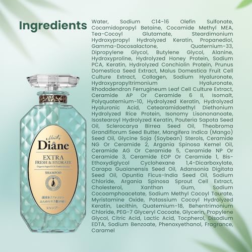 Moist Diane Anti Dandruff Shampoo for Women & Men, Itchy Scalp Shampoo for Oily Hair by Keratin, Tea Tree, Mint, Rosemary& Argan Oil, Silicone & Paraben Free from Japan 15.2 Fl Oz EXTRA FRESH& HYDRATE