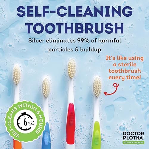 MOUTHWATCHERS Soft Flossing Toothbrushes, Value Family Pack, 4 Adult & 2 Kids, Ultra Clean Manual Toothbrush Set for Sensitive Teeth & Gums, by Dr. Plotka, Assorted Colors