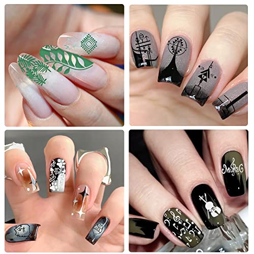 Biutee Nail Stamping Plates set 8 pcs Nail stamping polish gel 10pcs Templates with stamper Nail Art Plates set Valentine Nail Plates animal flower Rose design