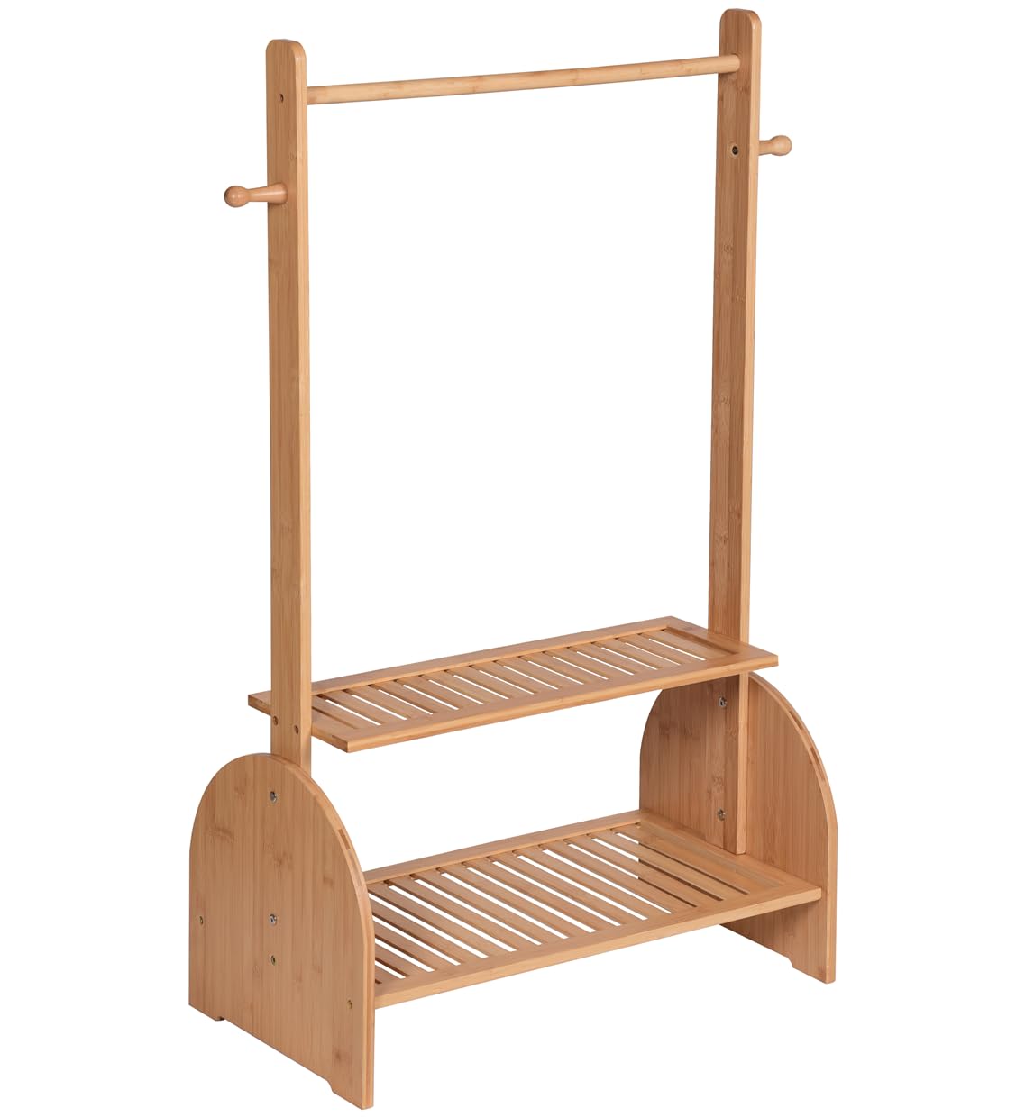 BAMBOOHOMIE Kids Clothing Rack With Adjustable Rods, Children Clothes Garment Rack for Baby Pet, Dress Up Rack With 2 Bottom Shelves, Wardrobe Closet for Toddlers Nursery