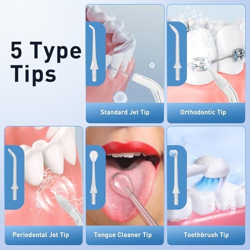 Water Dental Flosser Teeth Pick - 4 Modes Cordless Oral Irrigator - 300ML Portable and Rechargeable IPX7 Waterproof - Water Dental Piks for Cleaning for Home Travel - Oral Dental Care Fsa Hsa