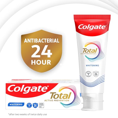 Colgate Total Whitening Toothpaste with Fluoride, 10 Benefits Including Sensitivity Relief and Stain Removal, Mint, 5.1 ounces (4 Pack)
