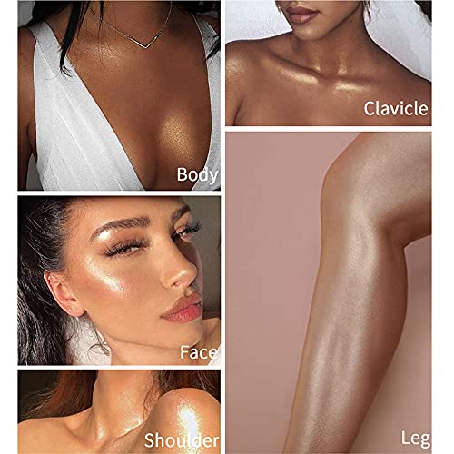 2 Pack Body Luminizer,Shimmer Body Highlighter Makeup Liquid Gloss Makeup for Glitte Face Body Gloss Cream.(104 Soft Yarn Pink)