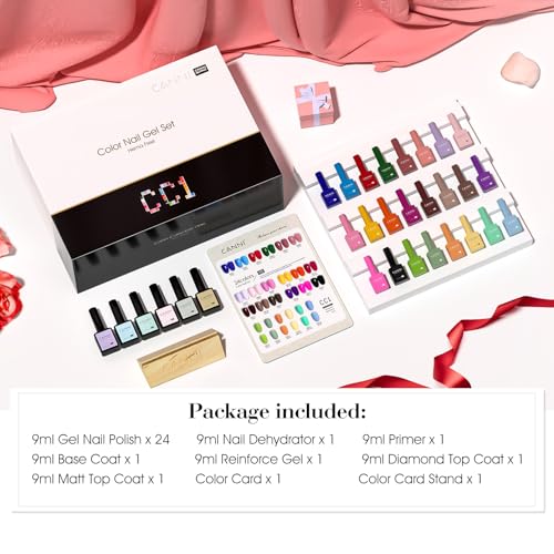CANNI CC1 30Pcs 9ML Hema-free Gel Nail Polish Set, Black Pink Nude Red Blue Green Gel Polish Kit Color Soak Off LED Nail Gel Polish Set Nail Art Starter Manicure Salon DIY at Home