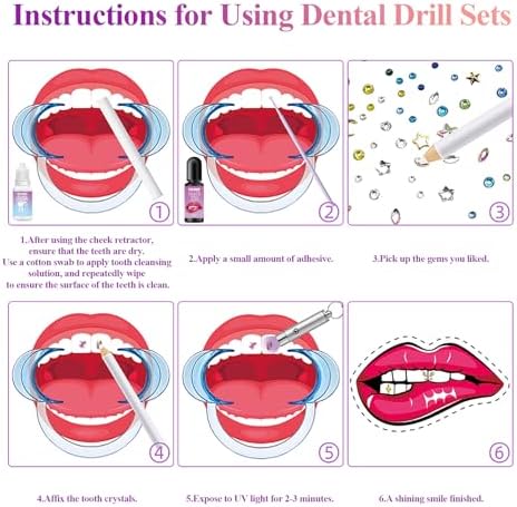 YOYOWY Tooth Gem Kit,Teeth Jewelry Kit with Glue and Light,Tooth Gems Kit for Teeth,Professional DIY Tooth Gem Kit,Fashionable Crystal for Teeth Sweet Smile Gems
