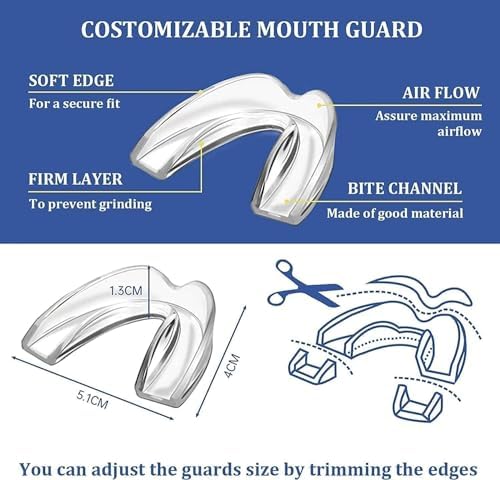 Mouth Guard for Clenching Teeth at Night, Night Guards for Teeth Grinding, Mouth Guard for Grinding Teeth at Night, Reusable Teeth Grinding Mouth Guard, Mouthguards for Grinding of Teeth (4 Piece Set)