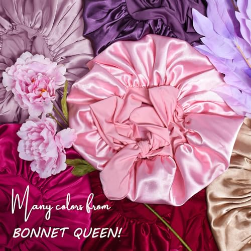 BONNET QUEEN Silk Bonnet for Sleeping Women Reversible Double Layer Satin Bonnet Hair Bonnet Night Sleep Cap for Curly Hair
