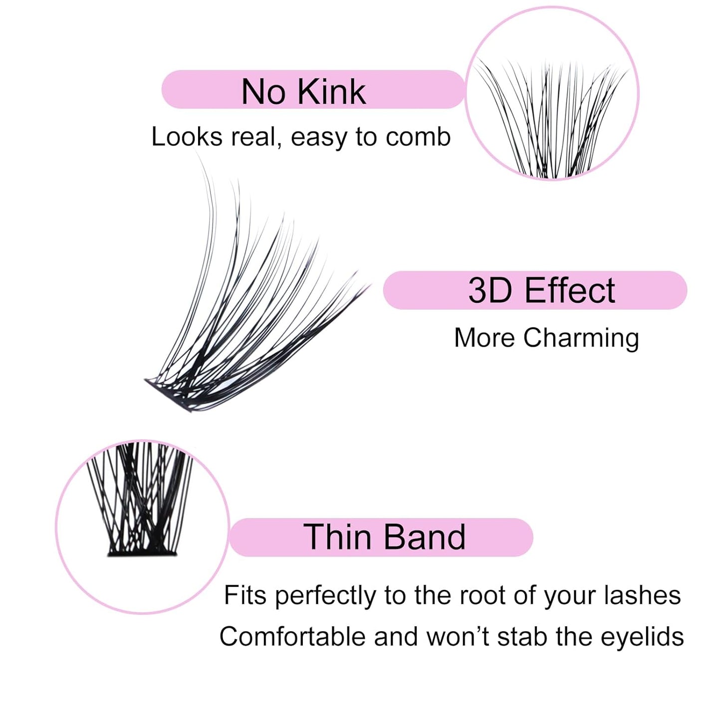 Lash Clusters LAUBESS Individual Lashes Waterproof Eyelash Clusters Black Cluster Eyelash Extensions Soft Cluster Lashes DIY at Home (40D-D-12)
