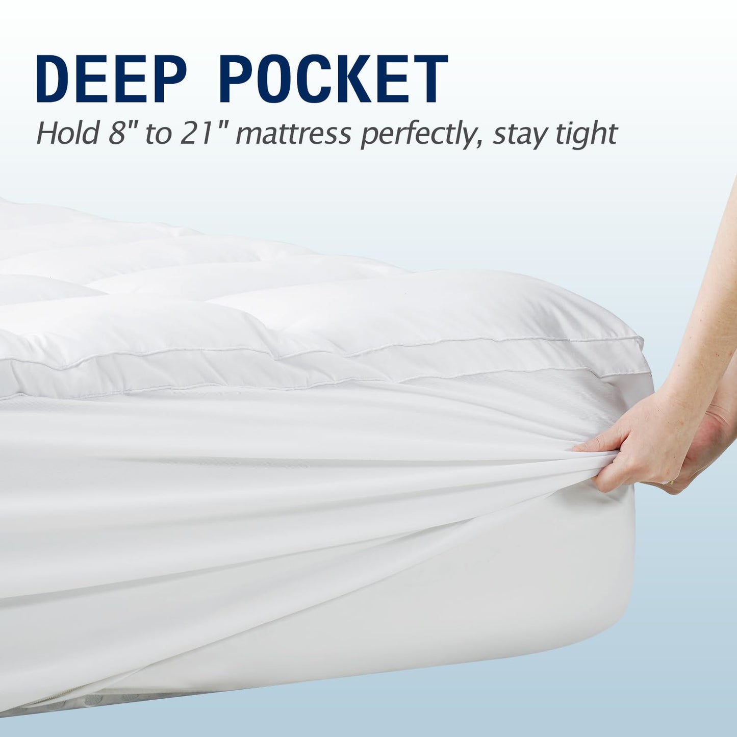 SOPAT Mattress Topper Queen Size Extra Thick Mattress Pad 8-21" Deep Pocket Soft Down Alternative Fill Mattress Protector Pillow Top Mattress Cover (60x80 Inches, White)