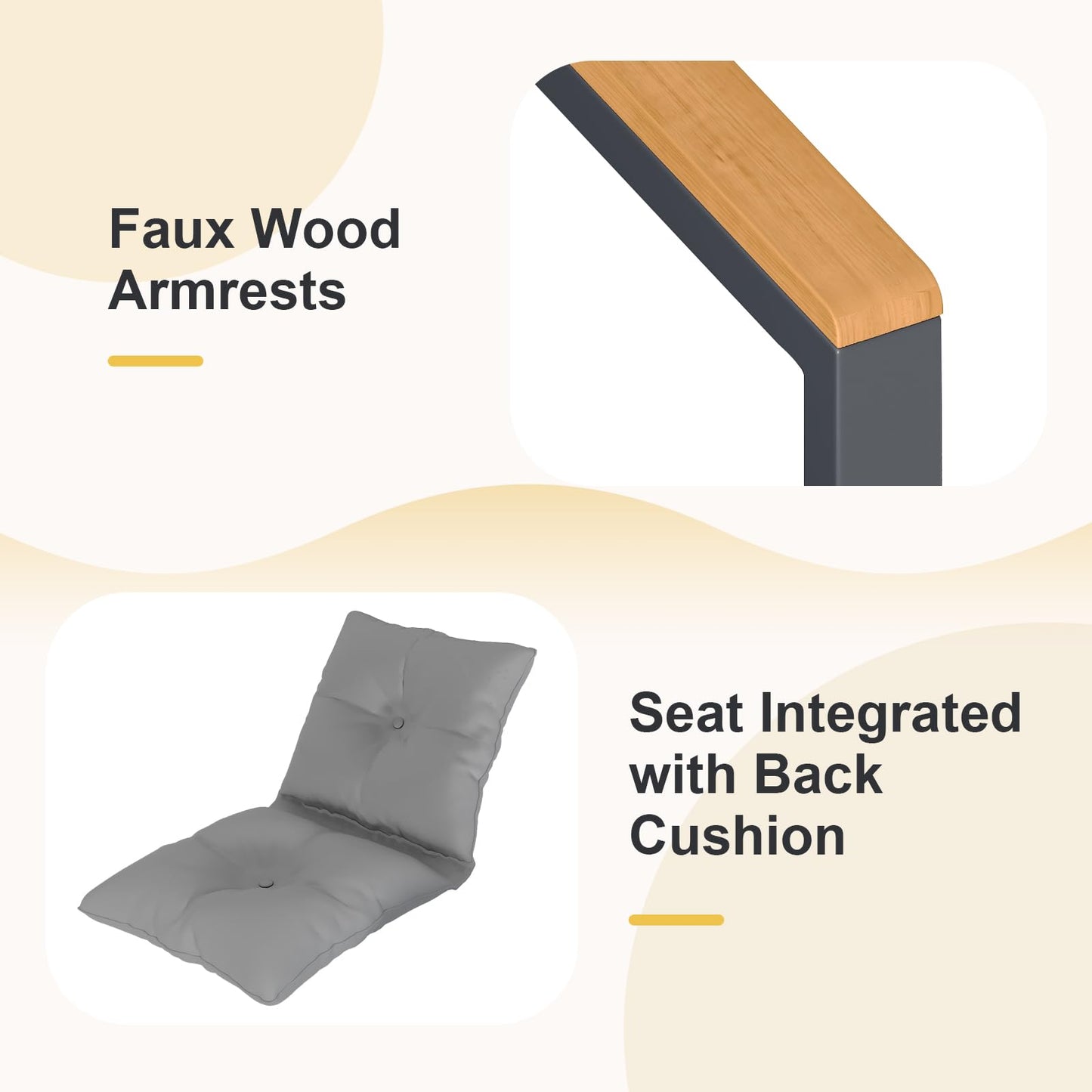 DIMOFAP 3 Piece Patio Furniture Set, Outdoor Porch Chairs Set of 2, Balcony Furniture for Apartment with Chairs & Table, Included Thick Comfy Cushions, Perfect for Porch, Balcony, Deck