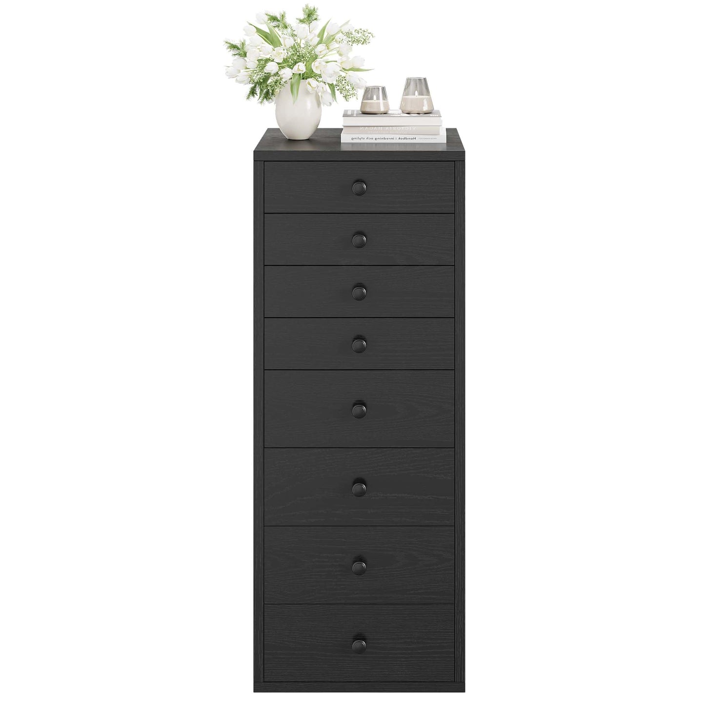LIKIMIO 8 Drawer Dresser, Small Dressers with Storage Drawers, Chest of Drawers for Bedroom, Tall Narrow Dresser for Organizers, Black