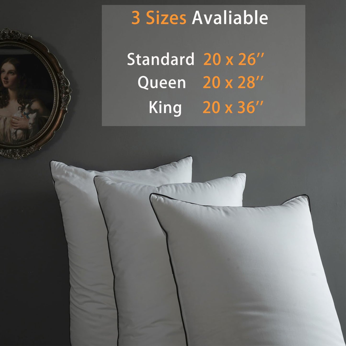 HYVIF Premium White Down Pillow King Size - 550+ Fill Power Down Pillows - Hotel Bed Pillows for Back,Side,Stomach Sleepers,(1 Pack,20" x 36")