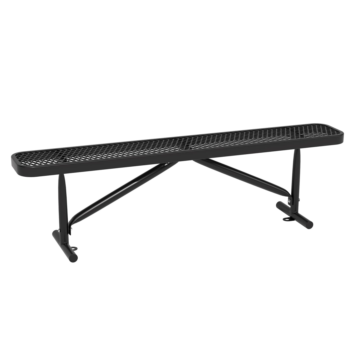 Sunnibety 6 Feet Heavy Duty Metal Park Bench for Outside, Outdoor Bench with Portable Frame, Commercial Benches for Shopping Mall, Store, Park, Patio, Deck, Black