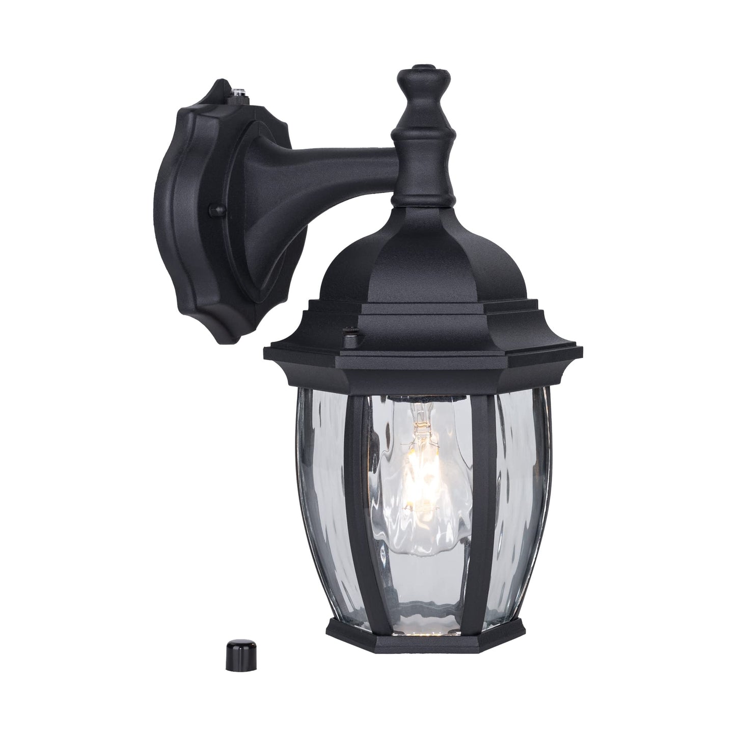 YoonLIT SMARTLIFE Outdoor Wall Sconces Dusk to Dawn, Large Waterproof Porch Light Fixture for Doorway Patio Garage Entryway, Aluminum Housing Plus Clear Water Glas, Black, 1-Pack