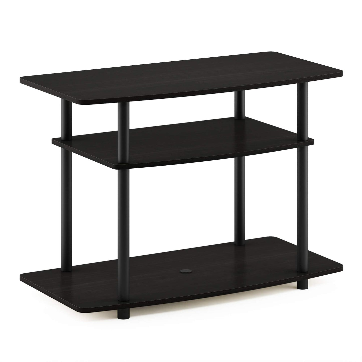 Furinno Turn-N-Tube No Tools 3-Tier Entertainment Center TV Stand for TV up to 32 Inch, Plastic Round Tubes, Espresso/black