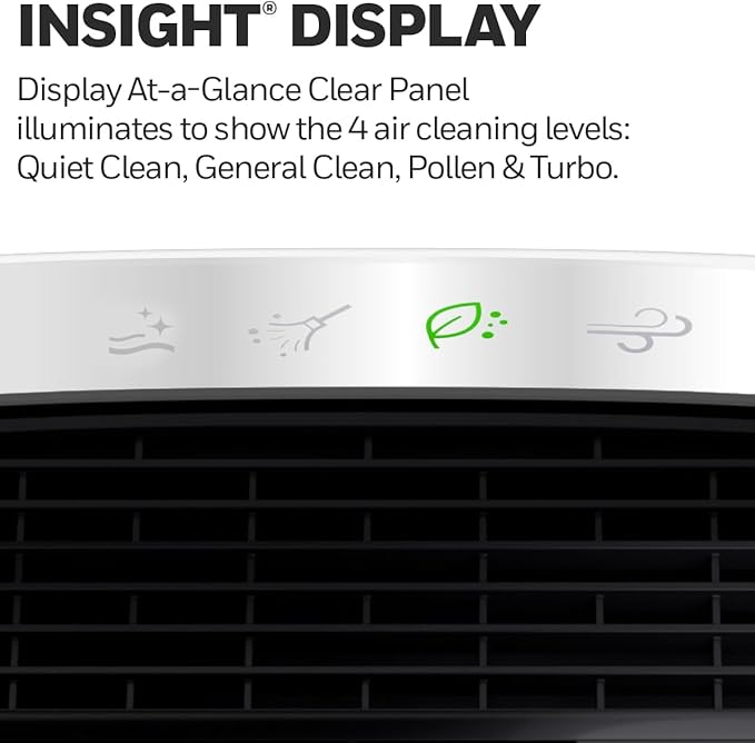 Honeywell InSight HEPA Air Purifier with Air Quality Indicator for Medium-Large Rooms (190 sq ft), White - Wildfire/Smoke, Pollen, Pet Dander, and Dust Air Purifier