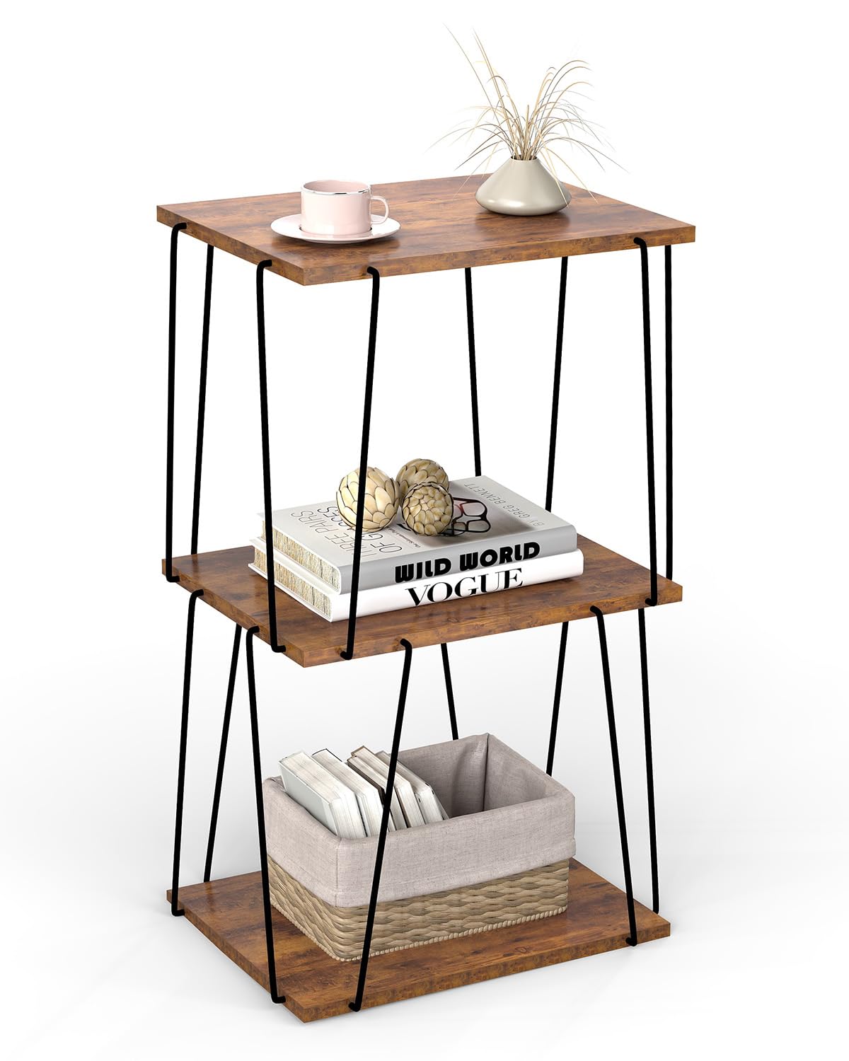 KJGKK Tall End Table, Small Side Table, 29 inch High Entryway Table, Bedside Table for Living Room, Bedroom and Office, Rustic Brown