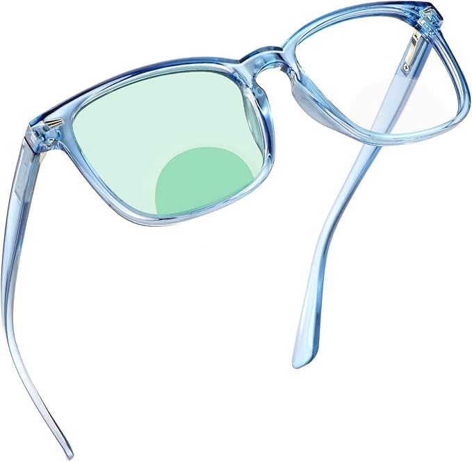 YEIN Bifocal Reading Glasses with Blue Light Blocking Lenses, Bifocal Reader for Women and Men, Vintage Square frame with Spring Hinge (+0.75/+3.50 magnification)
