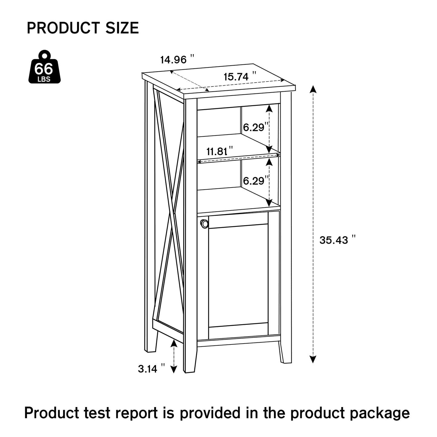 IGERJWE 35.4'' Tall Bathroom Floor Cabinet with Four Shelves, Bathroom Organizer with Adjustable Shelf, Storage Cabinet for Living Room, White