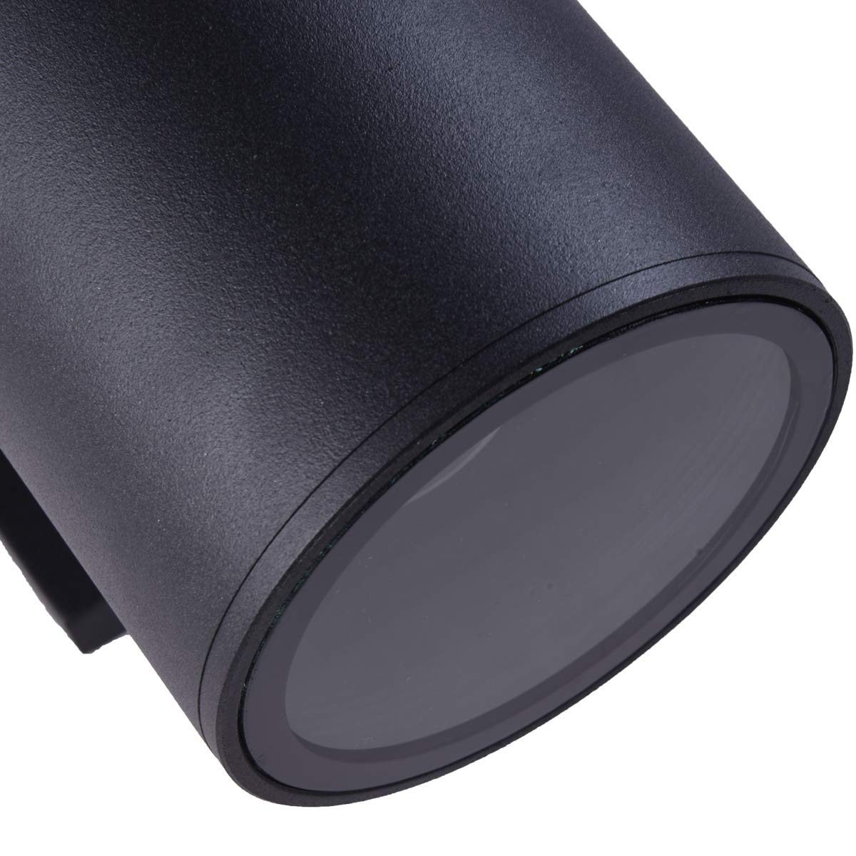 mirrea Modern Outdoor Porch Light Patio Light in 2 Lights with Matte Black Aluminum Cylinder and Tempered Glass Cover Waterproof Wall Sconce 6 Pack