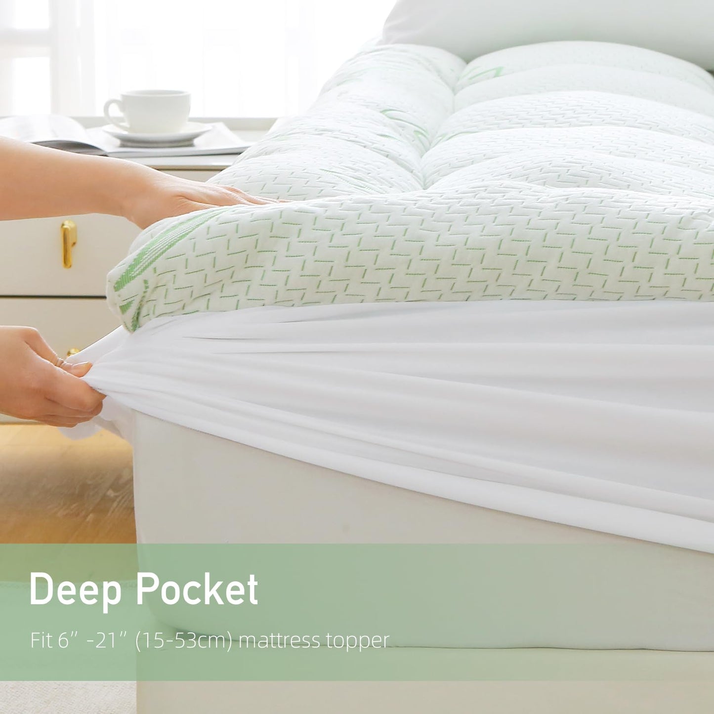 Extra Thick Mattress Topper Queen Size, Waterproof Soft Viscose Derived from Bamboo, Pillow Top Mattress Pad, Mattress Cover 1000GSM Filling with Deep Pocket for Back Pain Relief