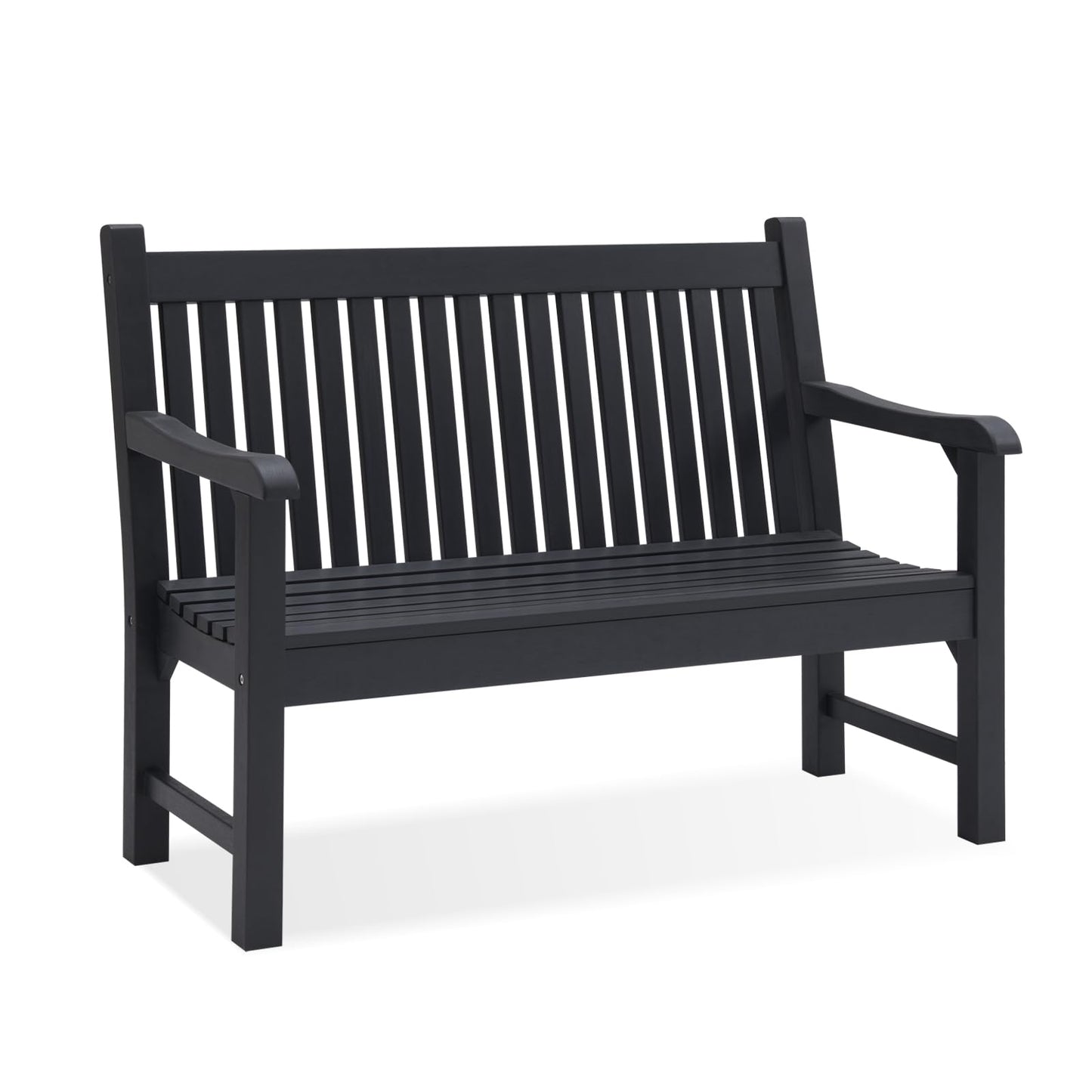 Psilvam Garden Bench, 2-Person Poly Lumber Patio Bench, All-Weather Outdoor Bench That Never Rot, Memorial Bench, Suit for Garden, Porch and Park (Black)