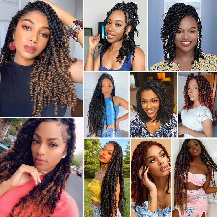 Passion Twist Crochet Hair,12 Inch 9 Packs Pretwisted Passion Twist Hair, Soft Pre Looped And Pre twist Crochet Hair For Women，Short Black Curly Crochet Braids(12",1B#)