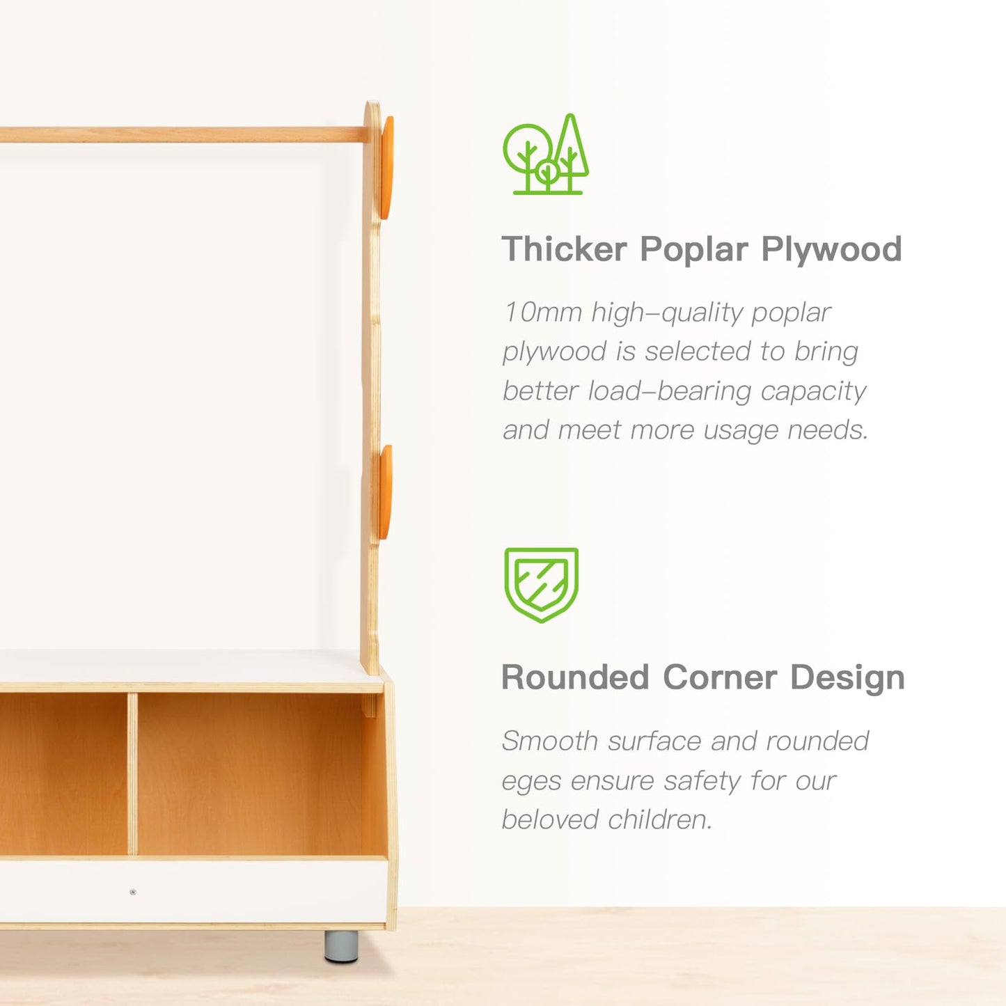 OOOK Tree Kids Dress Up Rack, Dress Up Storage for Toddlers, Kids' Costume Organizer Center with Storage Cabinet, Suitable for Children's Room, Living Room, Playroom and Daycare Centers.