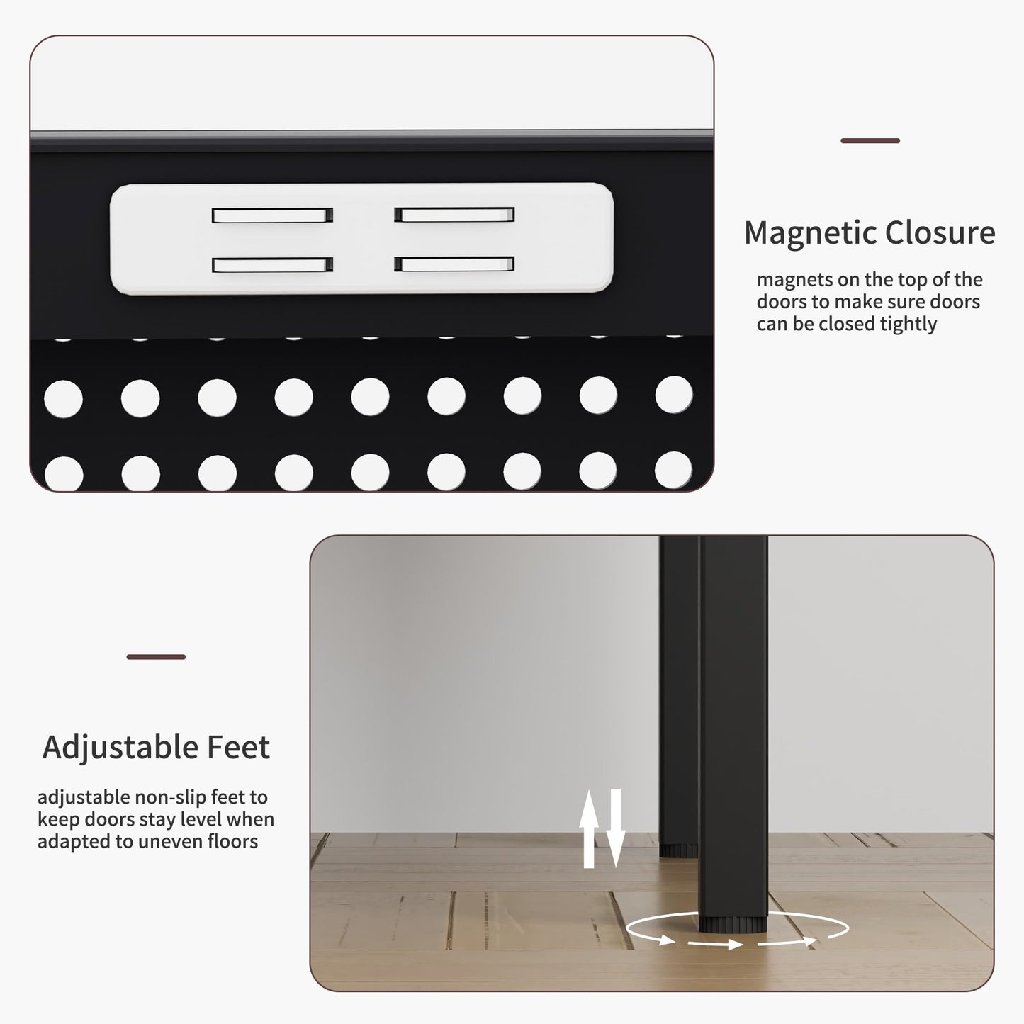 Ustamio Black Metal Storage Cabinet, Metal Locker Storage Cabinet with Doors and Shelves, 3 Tier Steel Office Storage Cabinet, Metal Sideboard for Home, Office, Kitchen and Coffee Bar