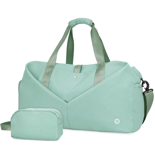 Ceneda 20" Gym Duffel Bag with Wet Pocket Shoes Compartment Portable Overnight Weekender Bag Travel bag Yoga Bag for Women (Mint Green)