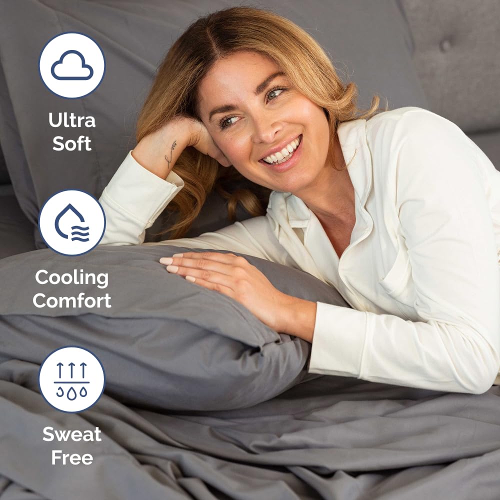 Extra Deep Queen Sheet Set - 6 Piece Breathable & Cooling Sheets - Hotel Luxury Bedding Set w/18-24 Inch Extra Deep Pockets - Easy & Secure Fit - Super Soft, Wrinkle Free and Comfy - Grey, Queen Size