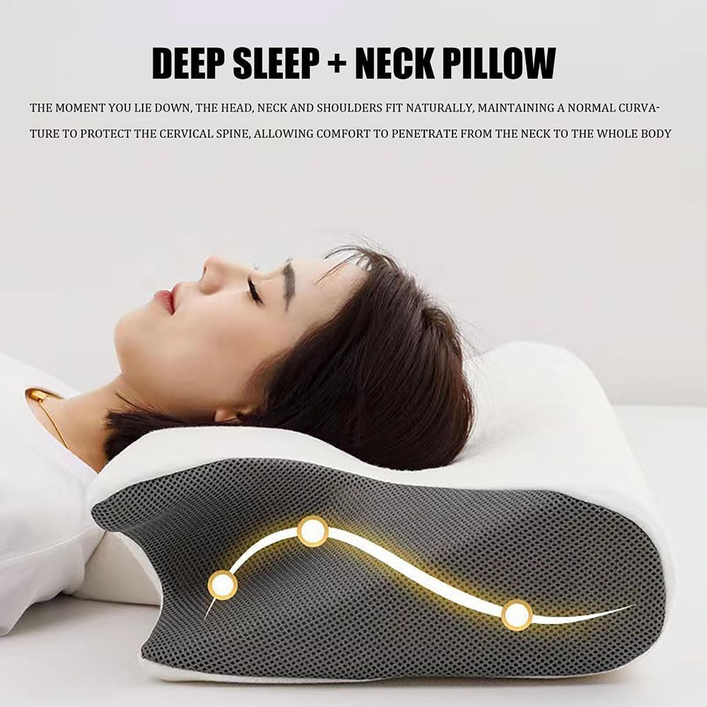 2025 Upgrade Neckhaven Pillow, Neckhaven Pillow Hospitality Collection, Neck Haven Pillows, Ergonomic Memory Foam Cervical Neck Pillow for Sleeping, for Back Stomach Side Sleeper (Grey)